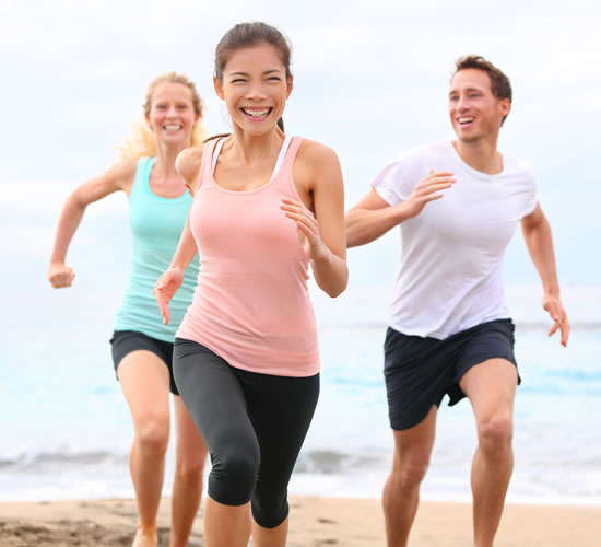 Healthy People running on beach